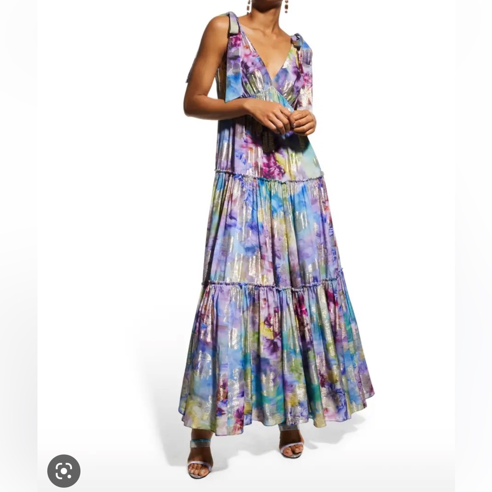 marchesa notte jaquard floral maxi dress